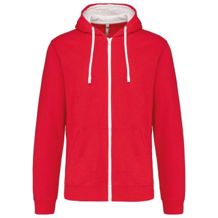 KA466 MEN'S CONTRAST HOODED FULL ZIP SWEATSHIRT