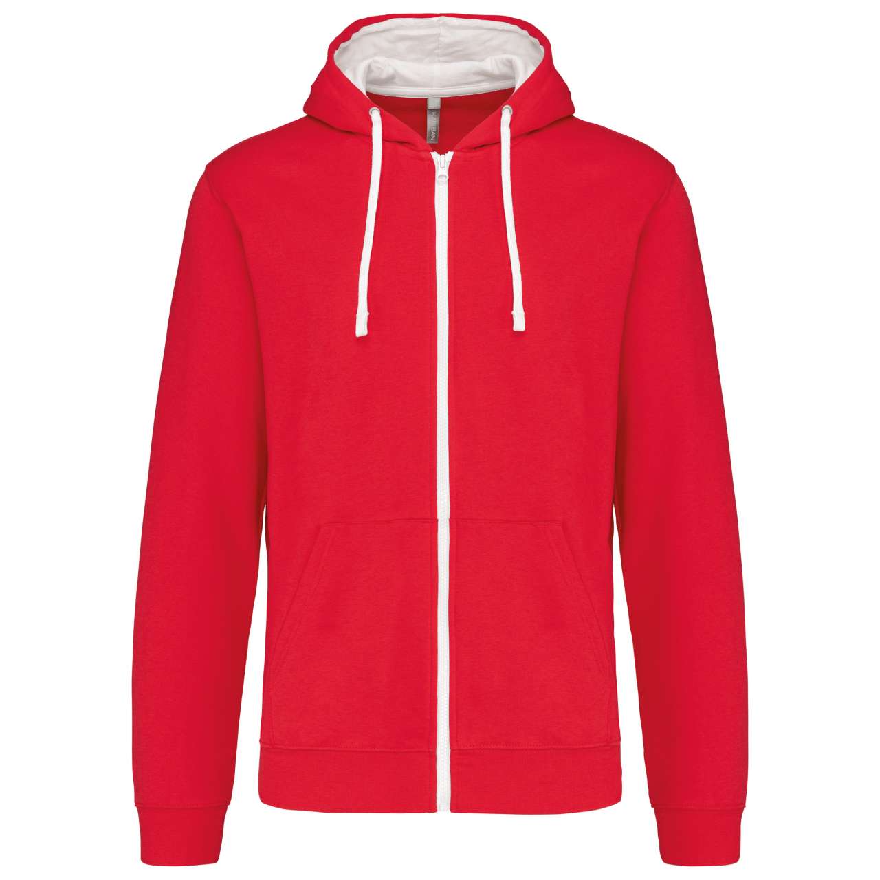 KA466 MEN'S CONTRAST HOODED FULL ZIP SWEATSHIRT