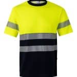 Short sleeve two tone cotton T shirt with segmented tape