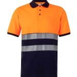 Short sleeve two tone cotton polo shirt with segmented tape