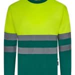 Long sleeve two tone cotton T shirt with segmented tape
