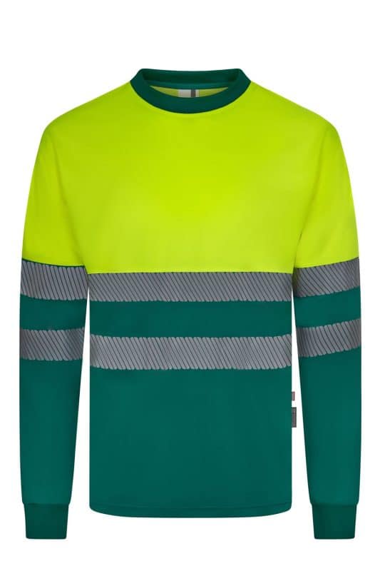 Long sleeve two tone cotton T shirt with segmented tape