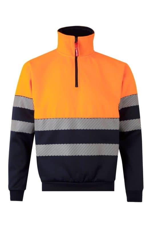 Two tone half zip sweatshirt with segmented tape
